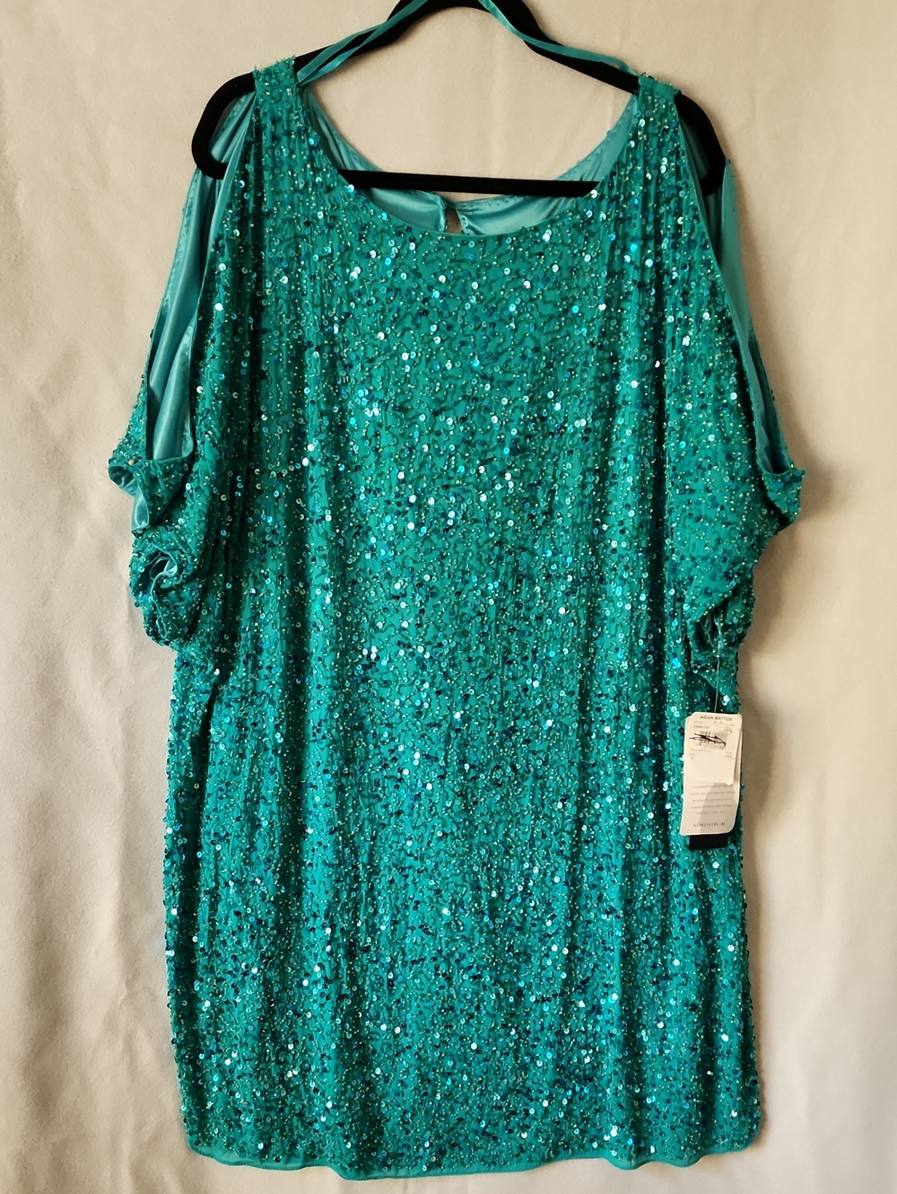 Aidan Mattox Teal Sequin Cocktail Dress.  Size 18W. NWT